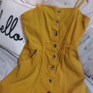 Button Down Mustard Yellow Dress